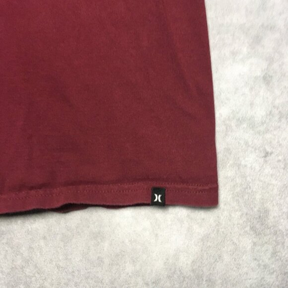Hurley T Shirt Adult size Large Maroon Short Sleeve Mens Graphic Text Cotton Tee - Picture 4 of 13